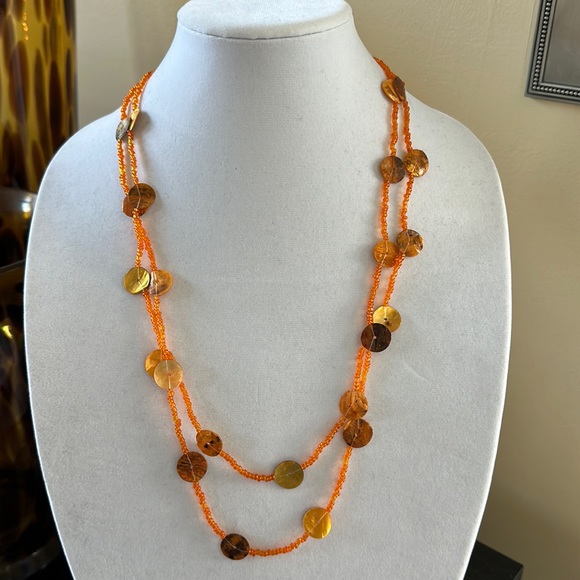 Long Beaded Boho Necklace with Capiz Shell Beads - Picture 4 of 6